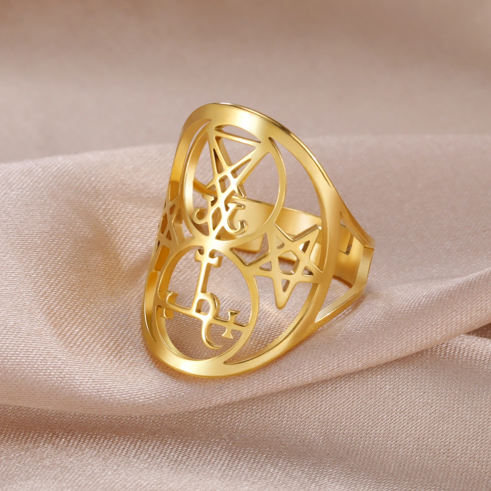 Enchanted Lilith Sigil Stainless Steel Protection Ring – Adjustable Unisex Amulet Jewelry Gifts Wholesale