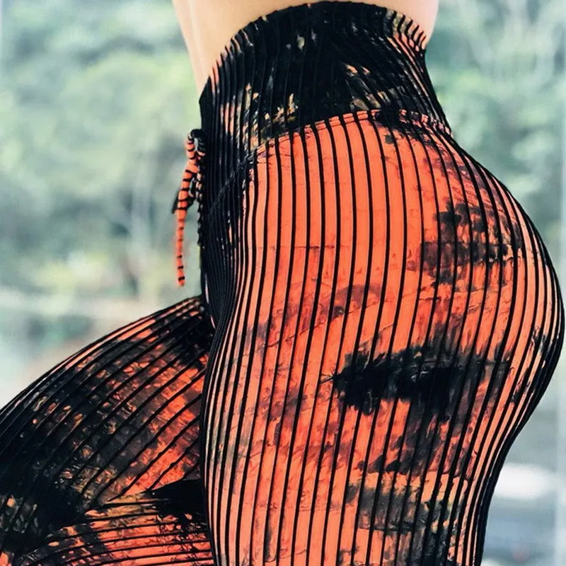 Peach Hip Fitness Plus Size Leggings Tie-dye High Waist Hip Lift Yoga Pants Women's Sports Quick-drying Sports Tights
