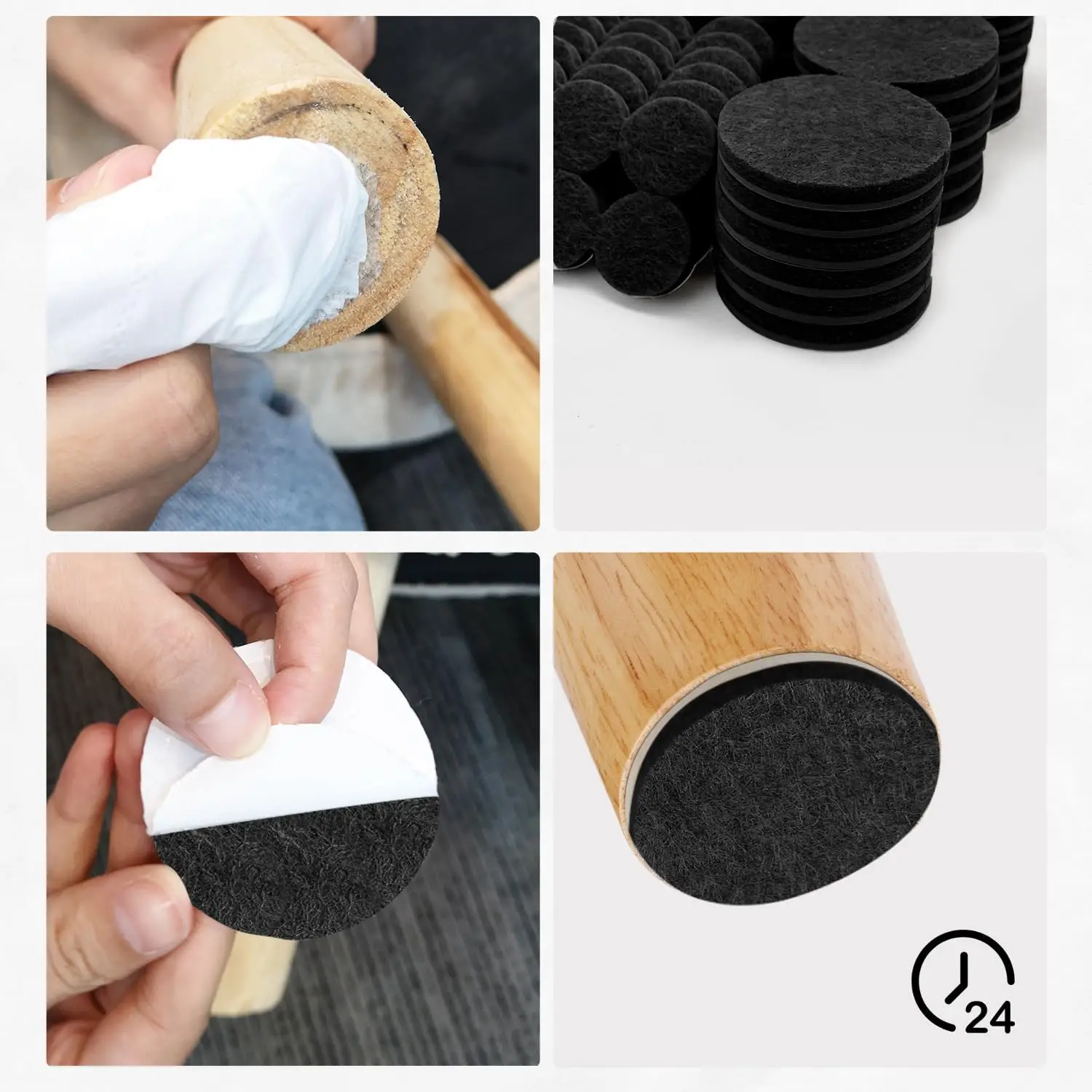 Deluxe Black Felt Furniture Leg Protector Pads - 60 Pack | Self-Adhesive Anti-Scratch & Noise Reduction, 3mm Thick