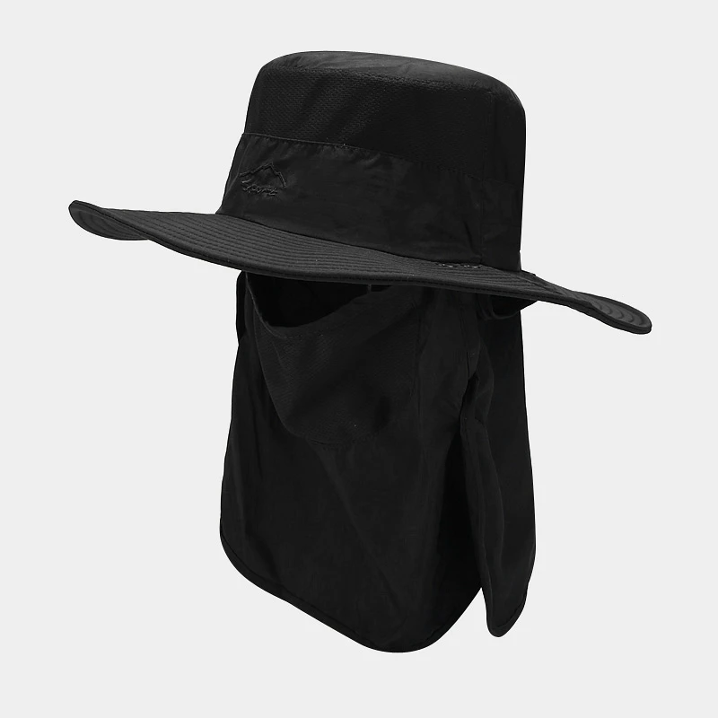 

Summer Men's Casual Sunscreen Big Brim Sunshade Fisherman Hat Outdoor Travel UV Protection Face Neck Covered Breathable Hat