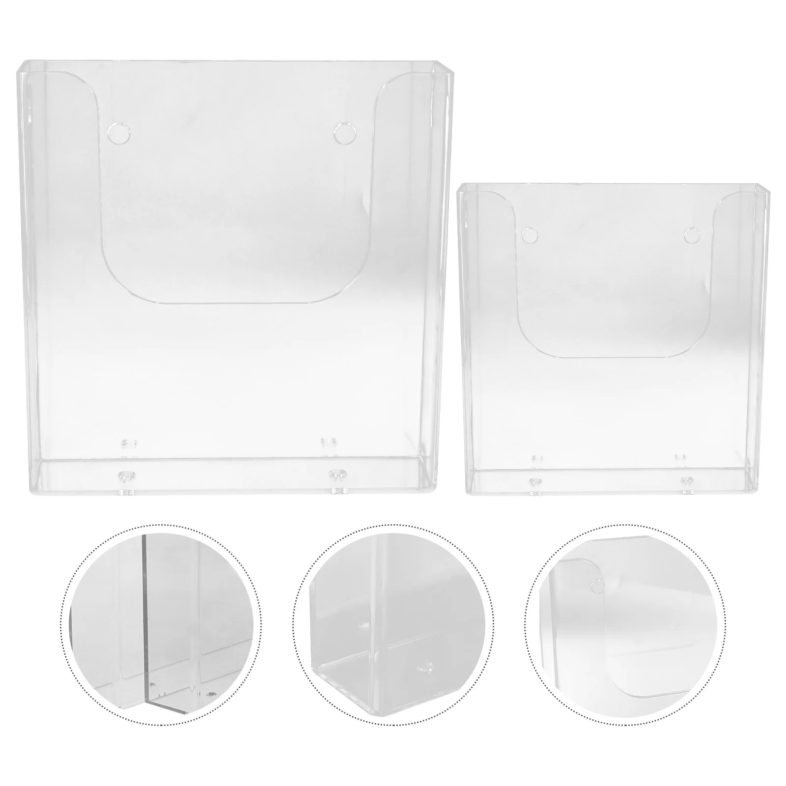 

2 Pcs Wall Mounted Flyer Holder Acrylic File Display Shelf Brochure Business Card Case