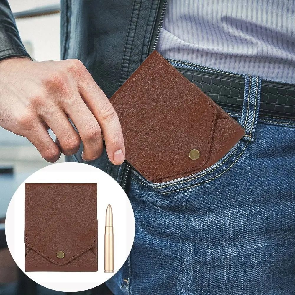 Waterproof Multifunctional Compact Wallet Handmade PU Leather Built-in Pen Slot Slim Minimalist Wallet Coin Purse