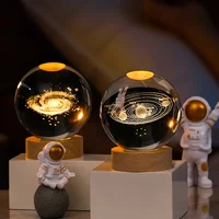 USB LED Night Light Galaxy Saturn Moon Creative Crystal Ball Mood Light Bedroom Home Decor Table Lamp for Children Birthday Gift 1