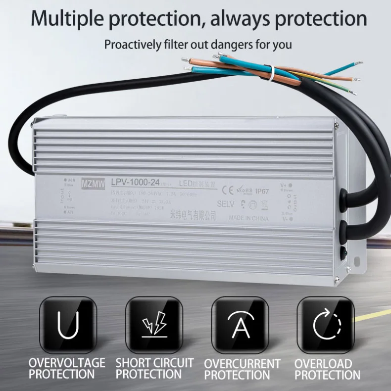 Description Picture 3 of itemMZMW IP67 Waterproof Switching Power Supply 1000W AC/DC 24V 36V 48V Dustproof and Silent Lighting Transformer LED Driver Fonte
