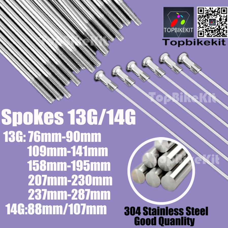 40pcsEbikeBicycleSpokes13G22mm304StainlessSteelSpokesNipples
