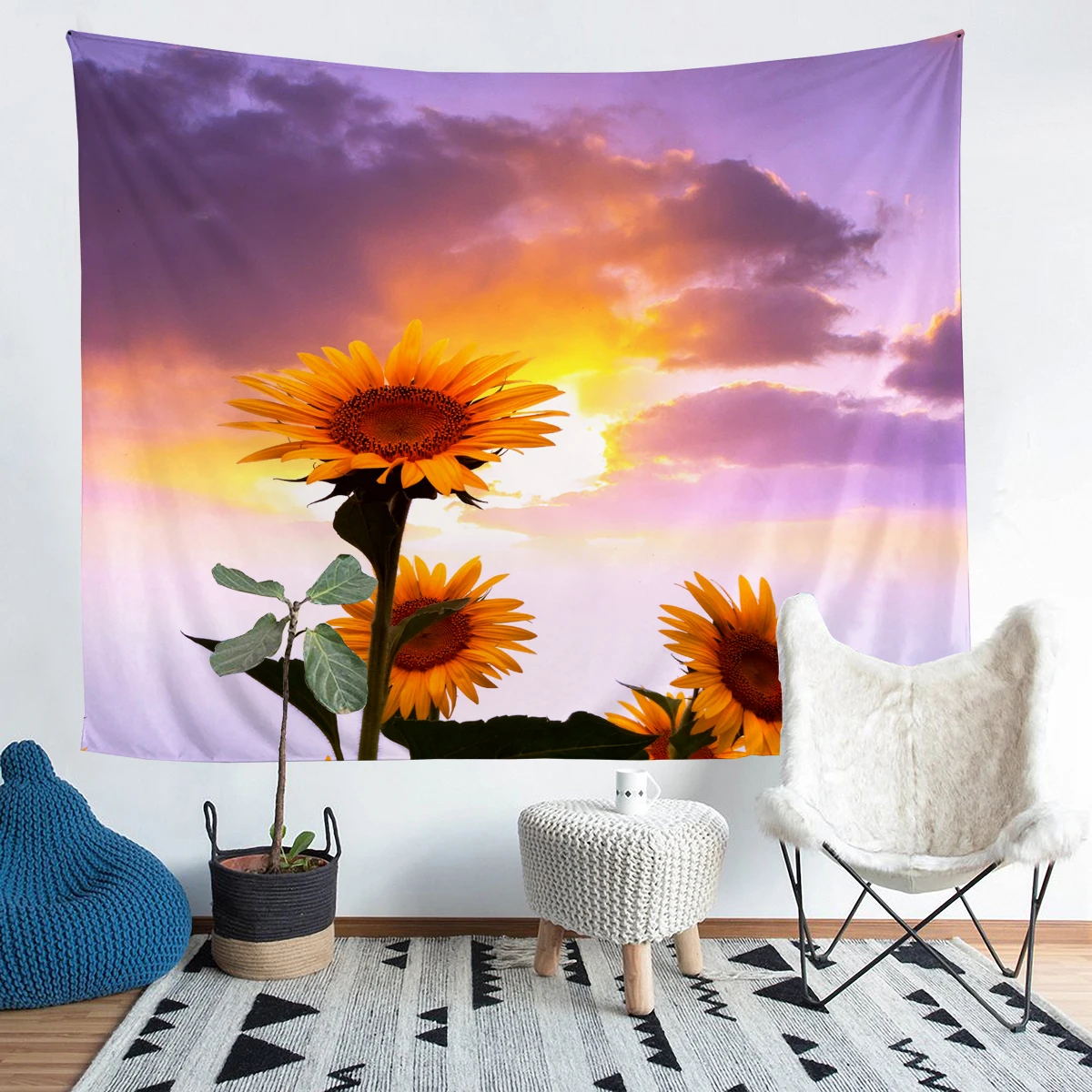 Sunflower Tapestry Wall Hanging Room Decor Aesthetic Fabric Wall