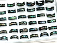Wholesale 10 /20/50/100 pcs  8mm Band Abalone Shell 316L Stainless Steel Man Women Ring Fashion Jewelry 2