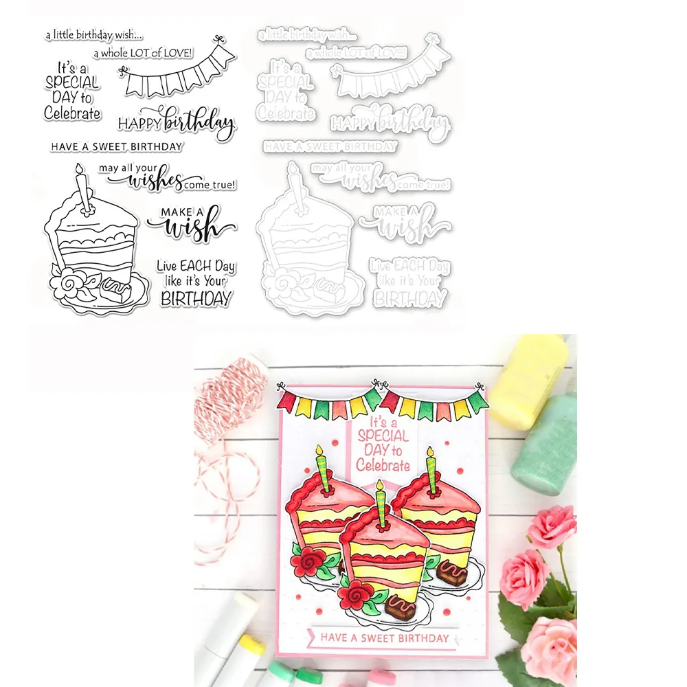 

Birthday Cake New Metal Cutting Dies Stamps Stencils Scrapbooking Photo Album Decorative Embossing DIY Paper Cards Stamp