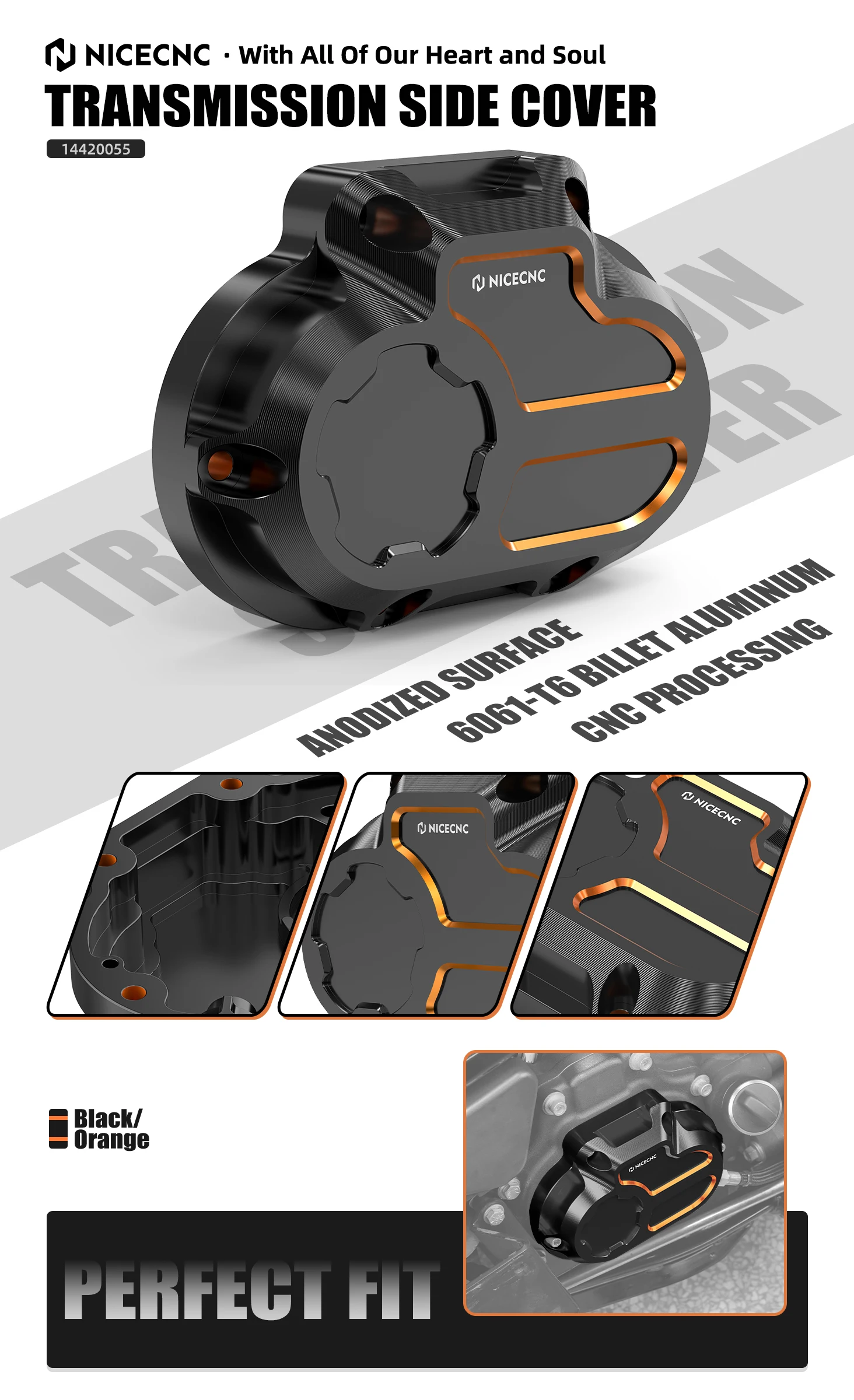 NICECNC für Harley Dyna Street Bob Fat Bob Low Rider Wide Glide 2006–2017 Super Glide FXD 2006–2013 Getriebe-Seitenabdeckung – Detail 1