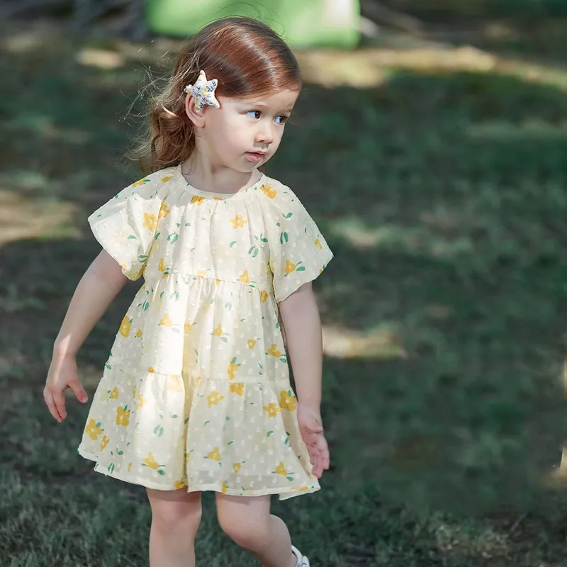 

Summer Short Sleeve Dress Girls' Dress Pastoral style sweet floral dress