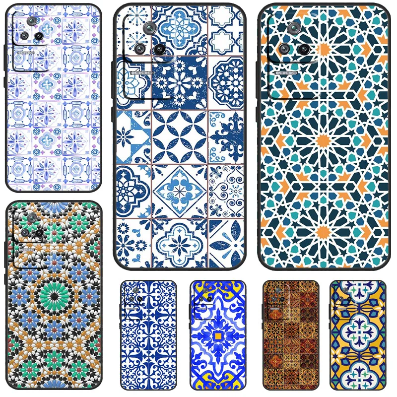 Moroccan Tile Case For Xiaomi 13T 14 Pro 11T 12T 12 13 Lite POCO X6 X3 X4 X5 Pro F3 F5 M5s M6 Pro Cover