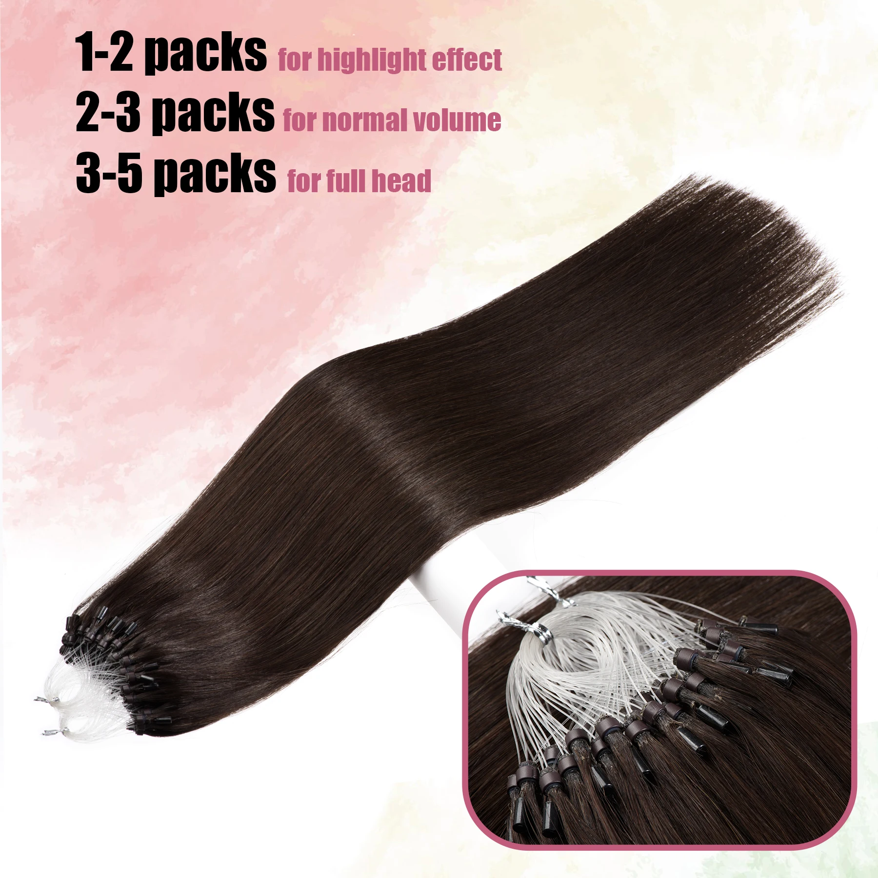 18 Inch Micro Loop Hair Extensions Real Human Hair Straight Micro Link Extensions Human Pre Looped 1g/s 50g