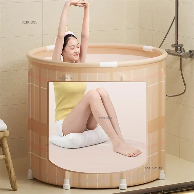 Apartment Bathroom Foldable Bathtub Homehold Portable Bathtub for Adults Round Bath Barrel Hot Sauna Bath ArtifactN