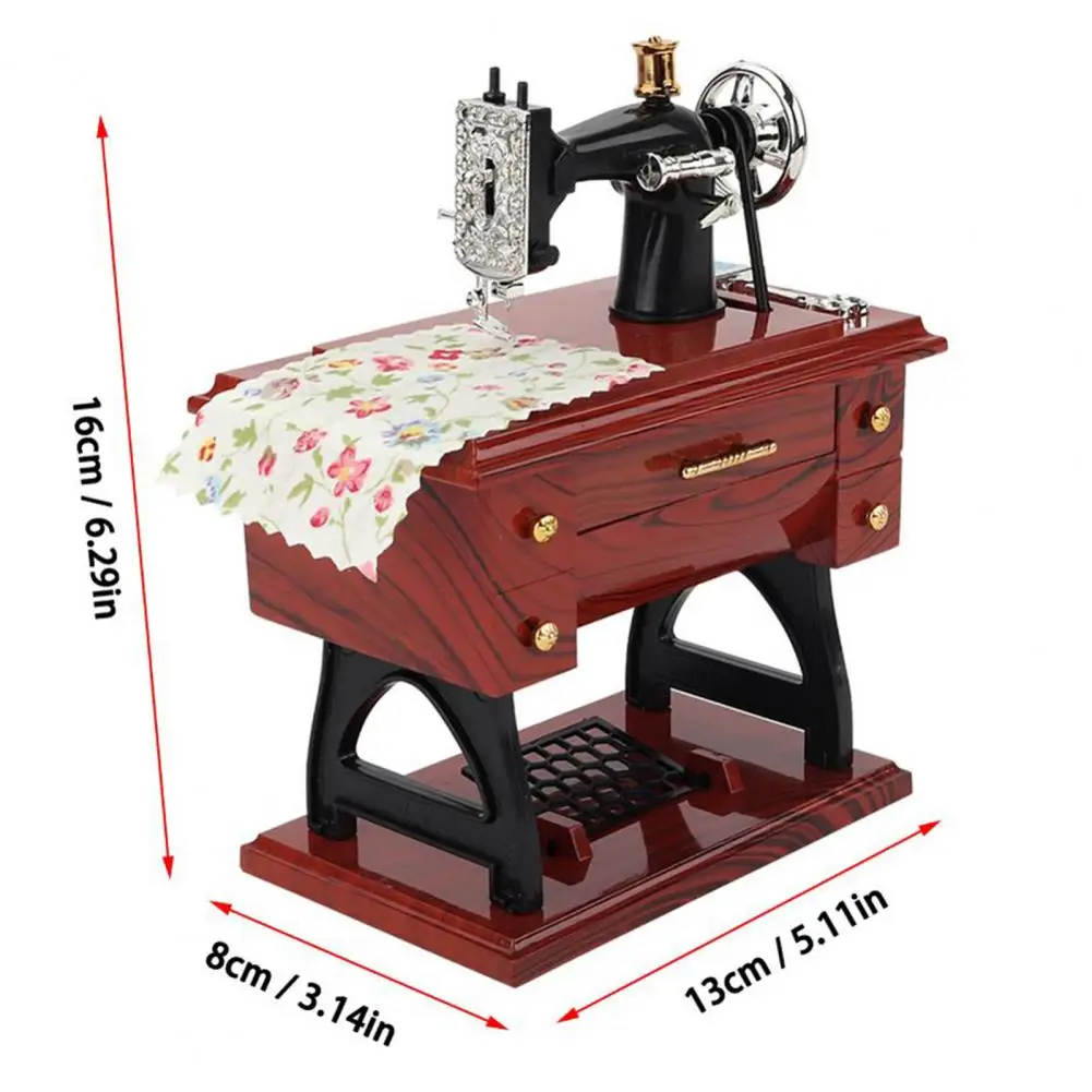 Sewing Machine Music Box Mini Vintage Retro Sewing Clockwork Music Box Gift Table Home Decoration music box