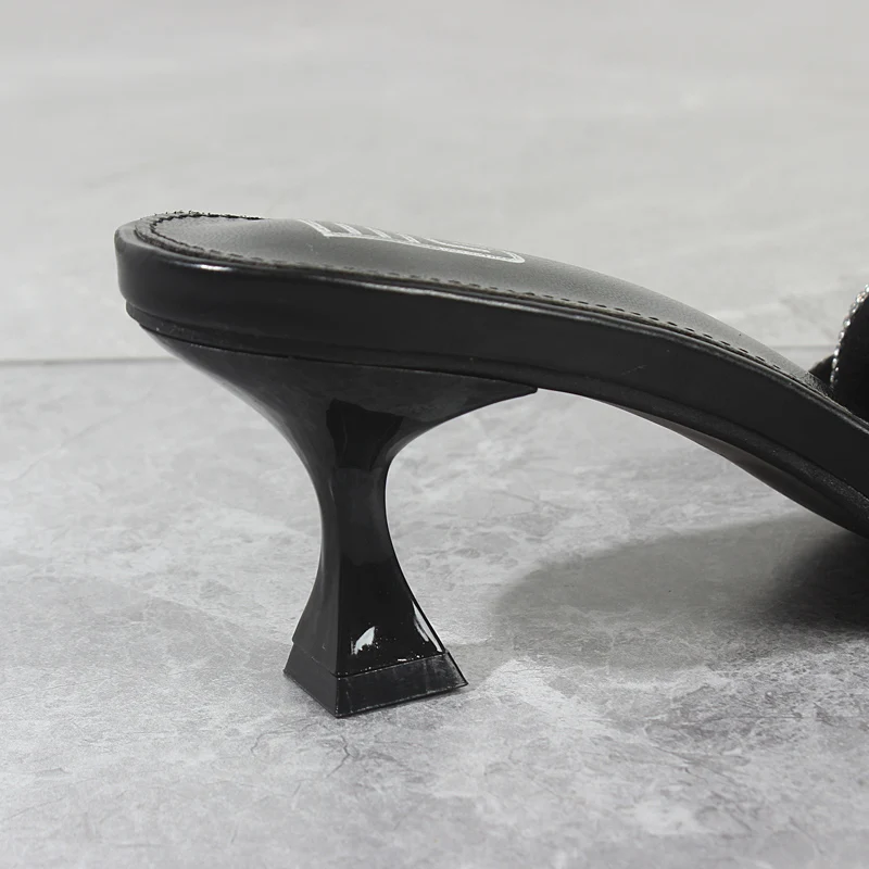 Women's Slippers 2024 Summer New Handmade Crystal Braided High Heels Sexy Stiletto Outside Fashion Women's Sandals 7CM