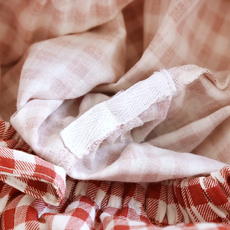 2024 New Japanese Spring/Summer Couple Sleepwear 100% Pure Cotton Gauze Men's and Women's Long Pants Thin Plaid Loose Home Pants