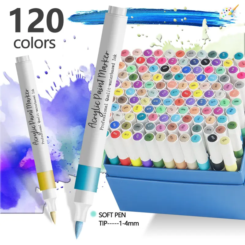 12/24 Colors Soft Headed Different Color Acrylic Marker Pen, Color Art Graffiti Pen, Waterproof, Opaque, Water-Based Soft Headed - Image 13