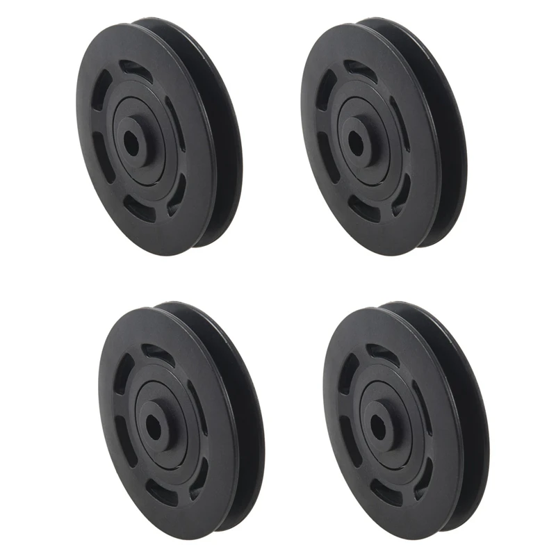 

4Pcs 95Mm Black Bearing Pulley Wheel Cable Gym Equipment Part Wearproof