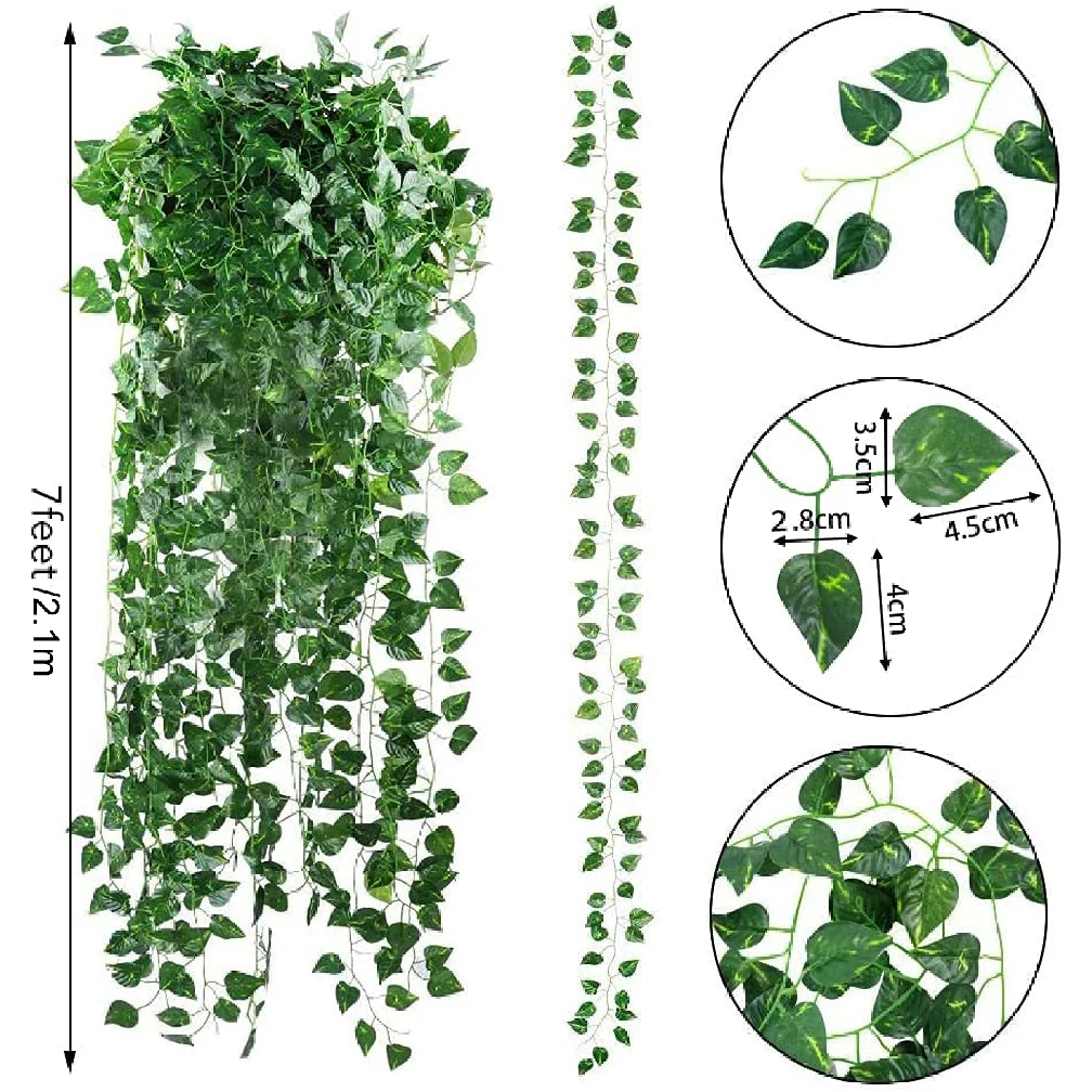 1/3/6/12pcs Realistic Artificial Ivy Leaves Garland Artificial Plants & Greenery for Weddings Parties Home Decor