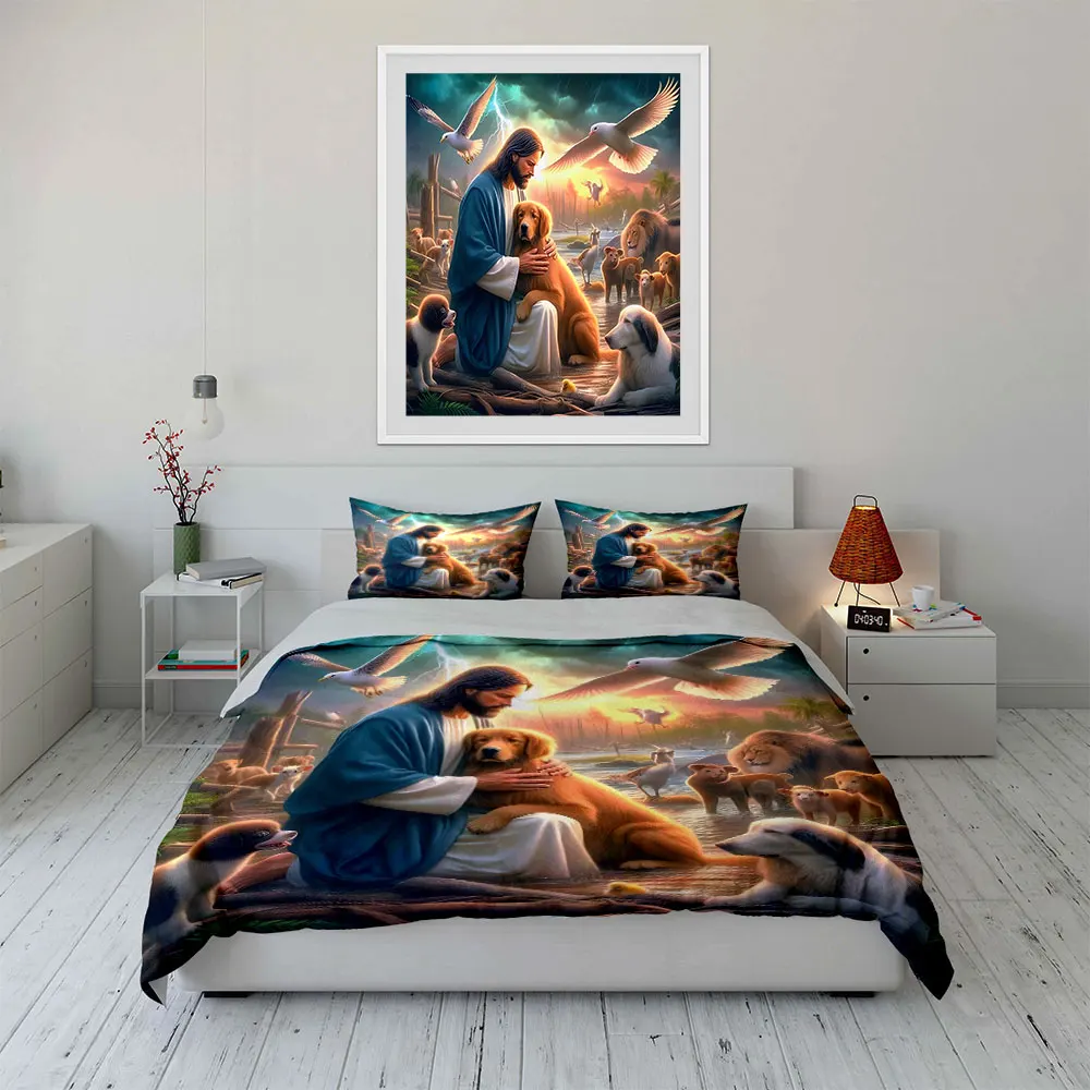 "Compassion for Animals in Nature" Exquisite three-piece bedding set gift for kids and adults 4