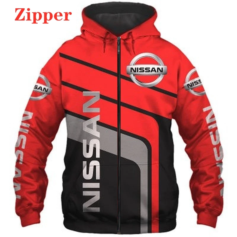 2022 New Mens Nissan Car Logo Hoodie 3D Printed Zipper Sweatshirt Casual Punk Pullover Motor Racing Hooded Jacket Men Clothing |