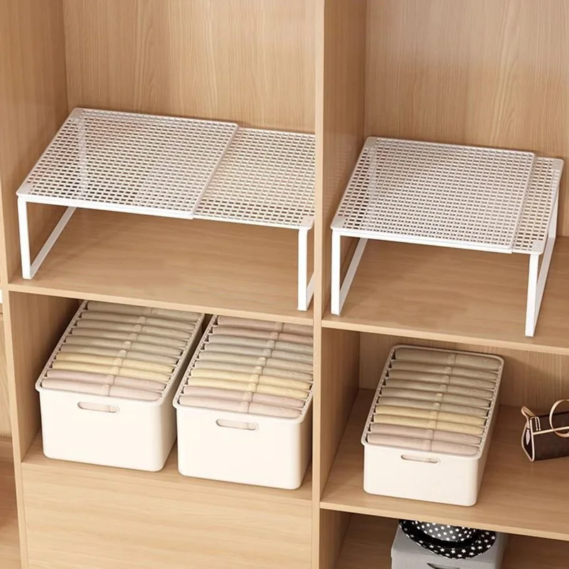 1pc Wardrobe Scalable Layered Partition Board Stackable Large-capacity Shelf Shoe Cabinet Sorting Board Wardrobe Organizer 3