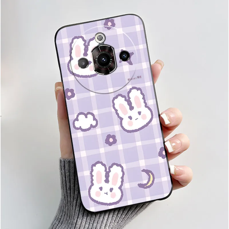 Luxury Cute Heart Rabbit Soft TPU Silicone Matte Black Shockproof Phone Case
