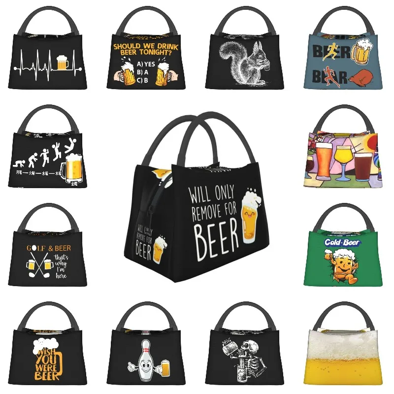 

Will Only Remove For Beer-Alcohol Lover Insulated Lunch Tote Bag for Women Portable Thermal Cooler Bento Box Hospital Office
