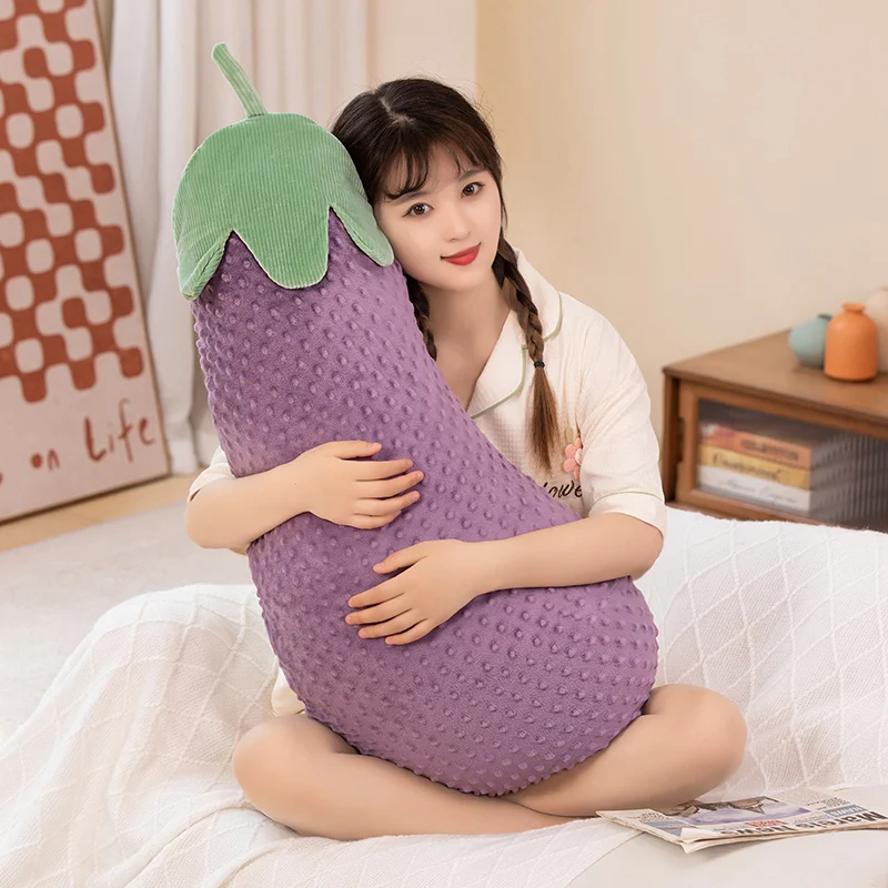 

20/90cm Simulation Vegetables Plush Toys Soft Stuffed Plants Realistic Eggplant Doll Plushie Throw Pillow Cushion Home Decor