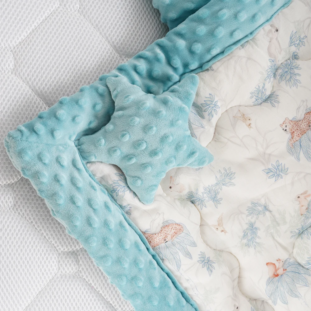 Cotton Blanket Baby Blanket 110x140cm Thick Baby Quilt Soft Cotton Dot Minky Blanket Children Sleeping Quilt