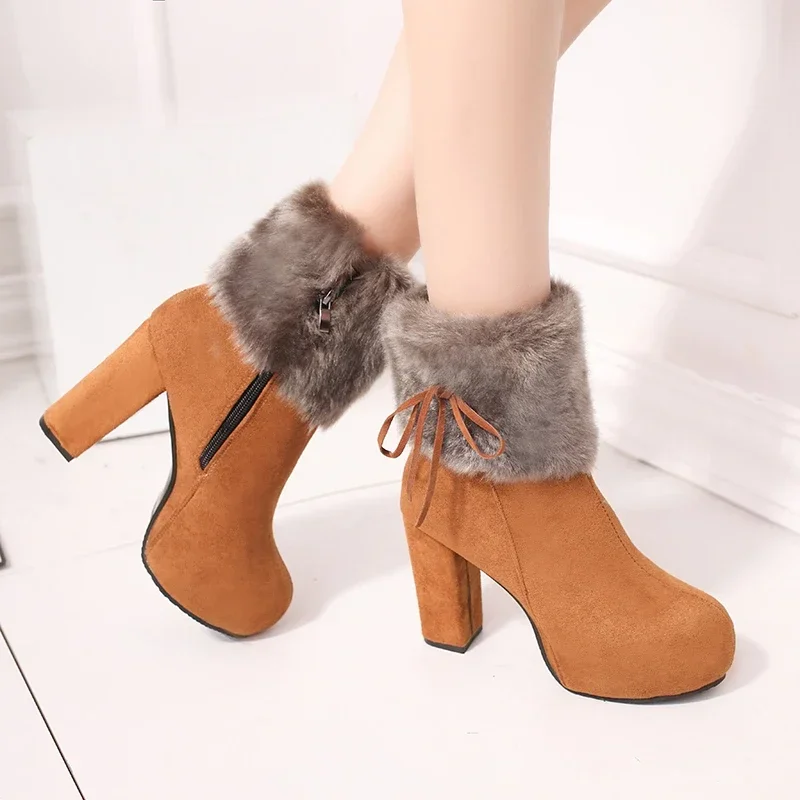 2023 Fashion Shoes for Women Round Toe Suede Side Zipper Women's Boots Winter Sell Like Hot Cakes Solid Color Shoes Women