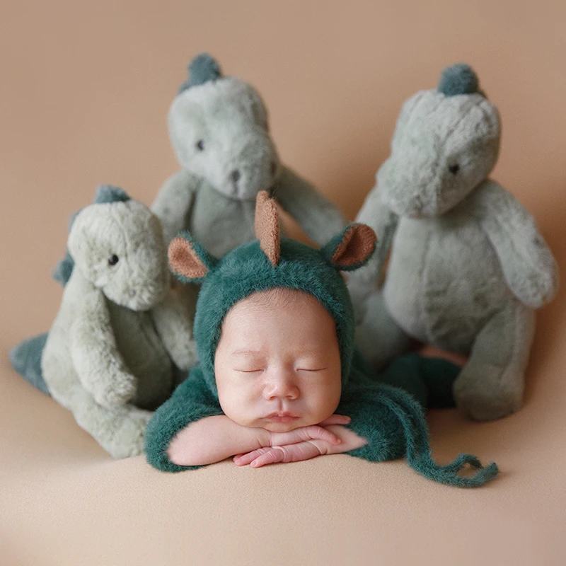 newborn-photography-outfit-baby-girl-boy-cartoon-dinosaur-set-photo-outfits-stuffer-animal-doll-photography-prop-newborn-rompers