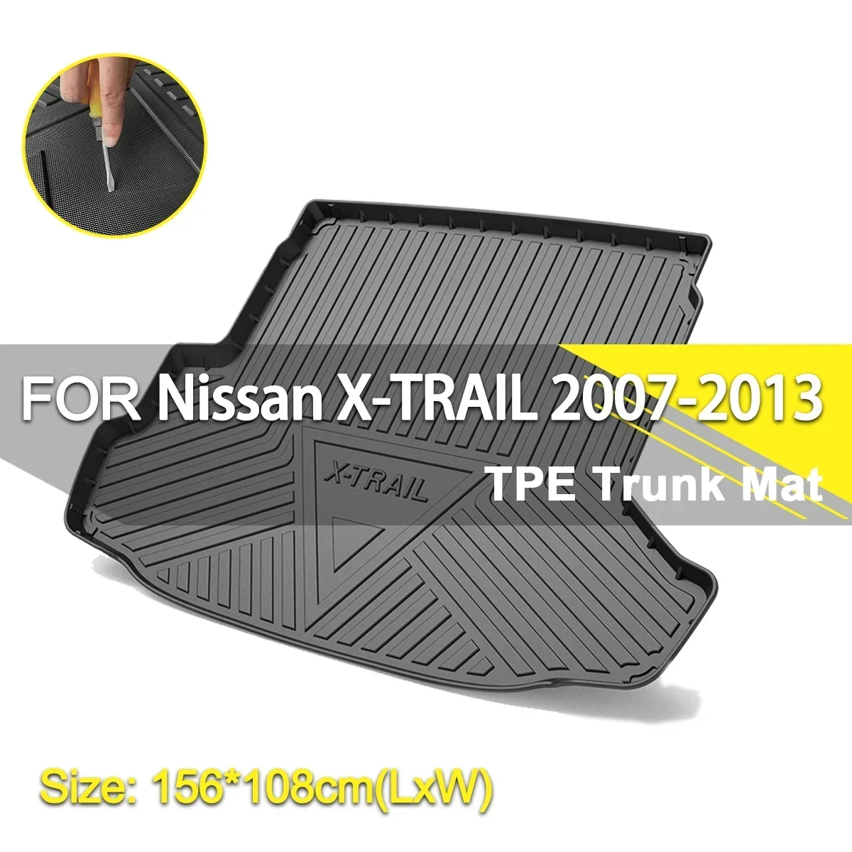 Tappetino per bagagliaio posteriore per auto tappetino antiscivolo in gomma impermeabile TPE accessori per rivestimento del carico per Nissan X-TRAIL 2007-2013 5/7 posti