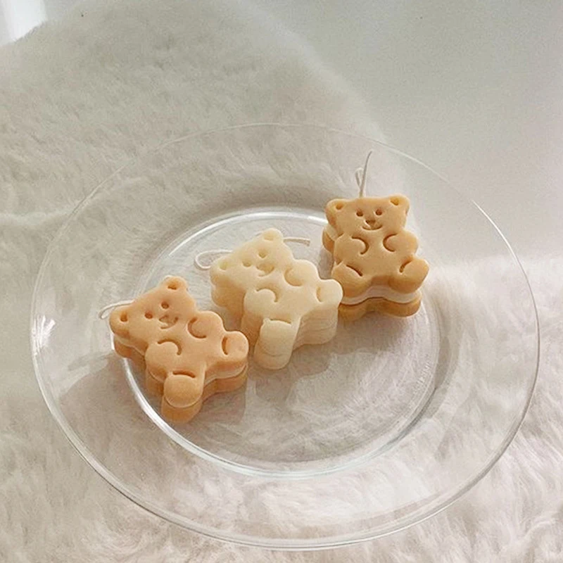 Bear Biscuit Silicone Candle Mold Diy Animal Shape Plaster Craft Making Mousse Chocolate Bake Mould Handmade Home Decora