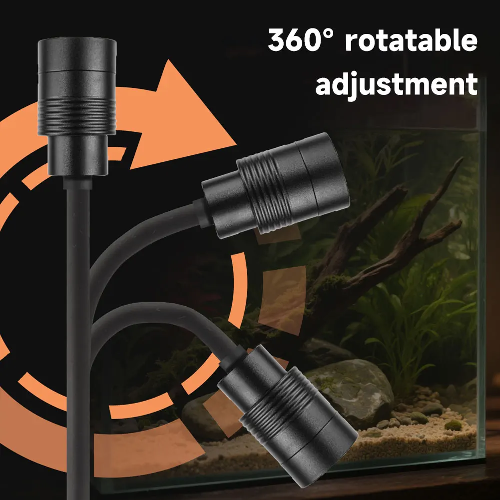 360° Rotating Fish Tank Clamp Light Aquarium Spot Light USB Landscaping Lighting  Waterproof Yellow White Light Clip-on Lamp