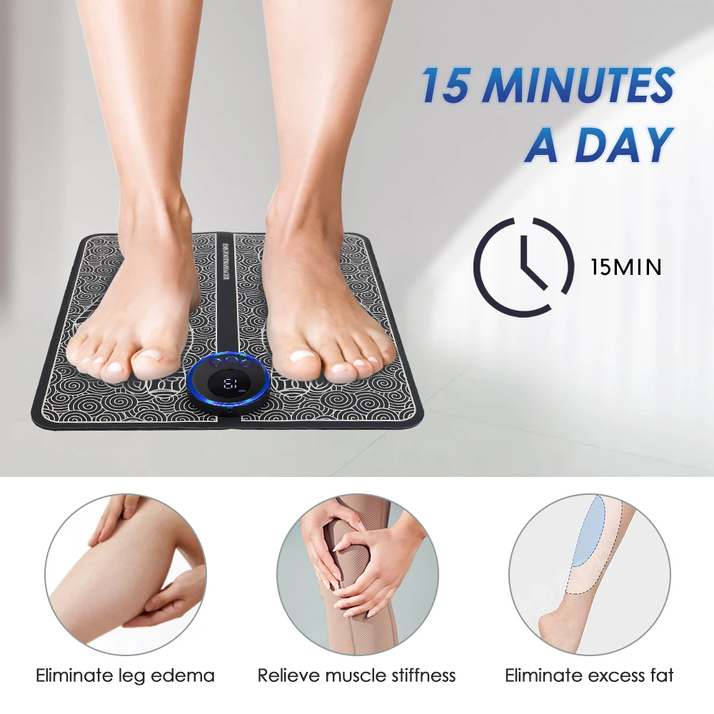 Smart Ems Foot Massage Mat With Rf Remote For Circulation_voghion.com