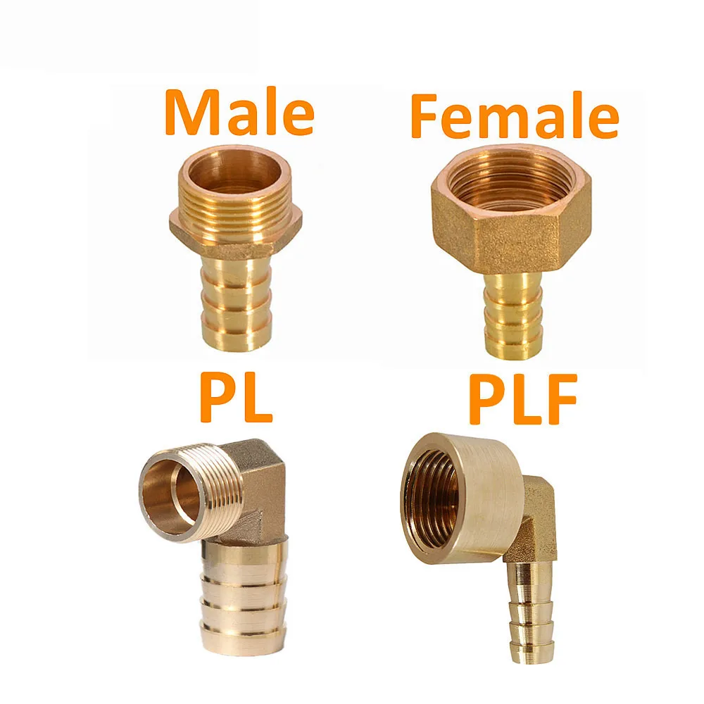 Brass Hose Pipe Fitting 6/8/10/12/14/16/19/25mm Barb Tail 1/8" 1/4" 3/8" 1/2" 3/4" 1" BSP Male Female Thread Copper Connector Coupler