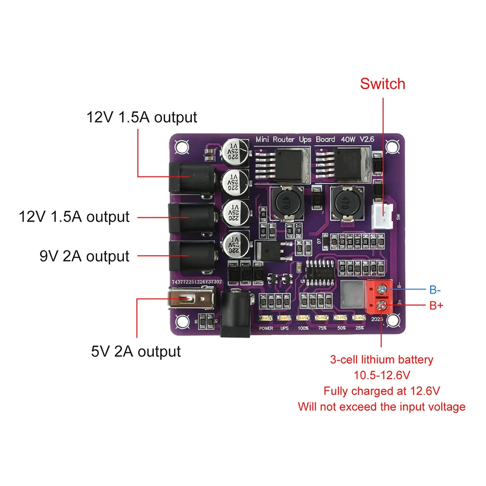 Compact Power Backup Module with USB Charging and Power Indicator