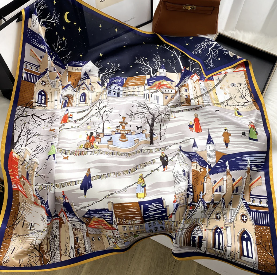 Рисунок 3 - 90x90 см зимний Романтический Парижский