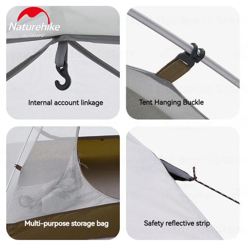 Naturehike YU CHUAN Ultralight Camping Tent 2P/3P Cross Aluminum Pole Windproof Tent 210T Rain-Proof Outdoor Travel 2.3kg