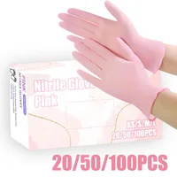 20/50/100PCS Pink Nitrile Gloves Household Cleaning Gloves Kitchen Bathroom Cleaning Tools Manicure Hairdressing Accessories 1