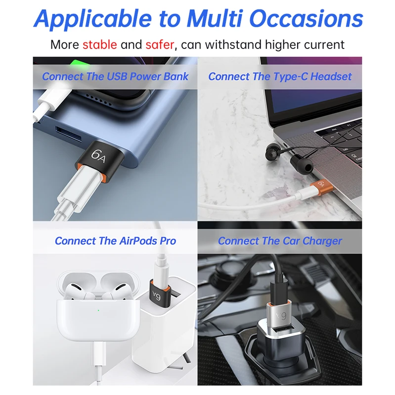 6A USB Type C Female To USB A Male OTG Adapter For Switch Oneplus Nord3 Xiaomi Iphone 14 Samsung Realme 10 Laptop Tipo Connector