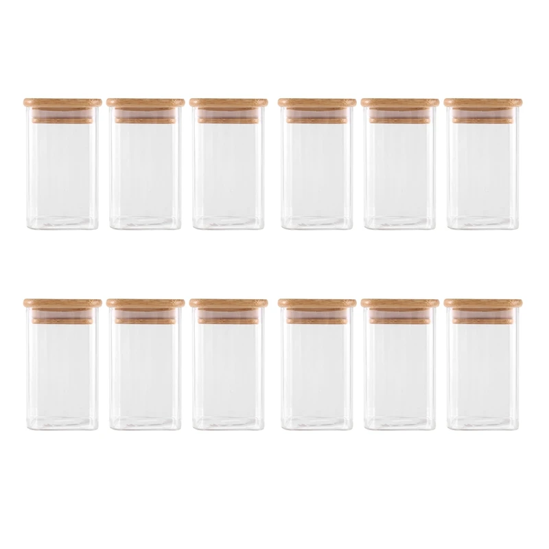 12Piece 8Oz Airtight Square Spice Containers Empty Seasoning Jars