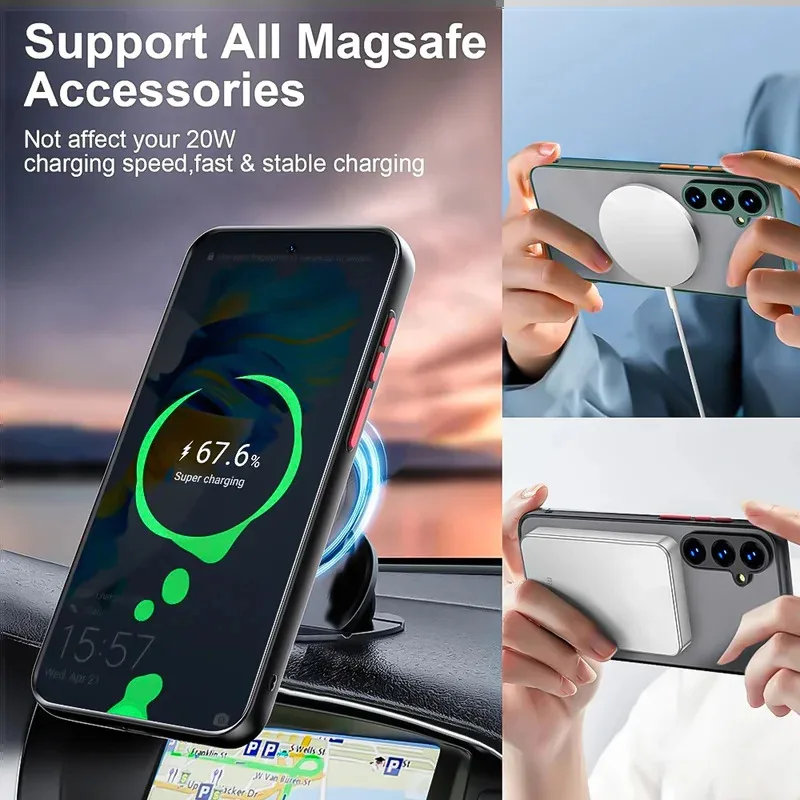Shockproof Armor Magnetic Translucent Phone Case