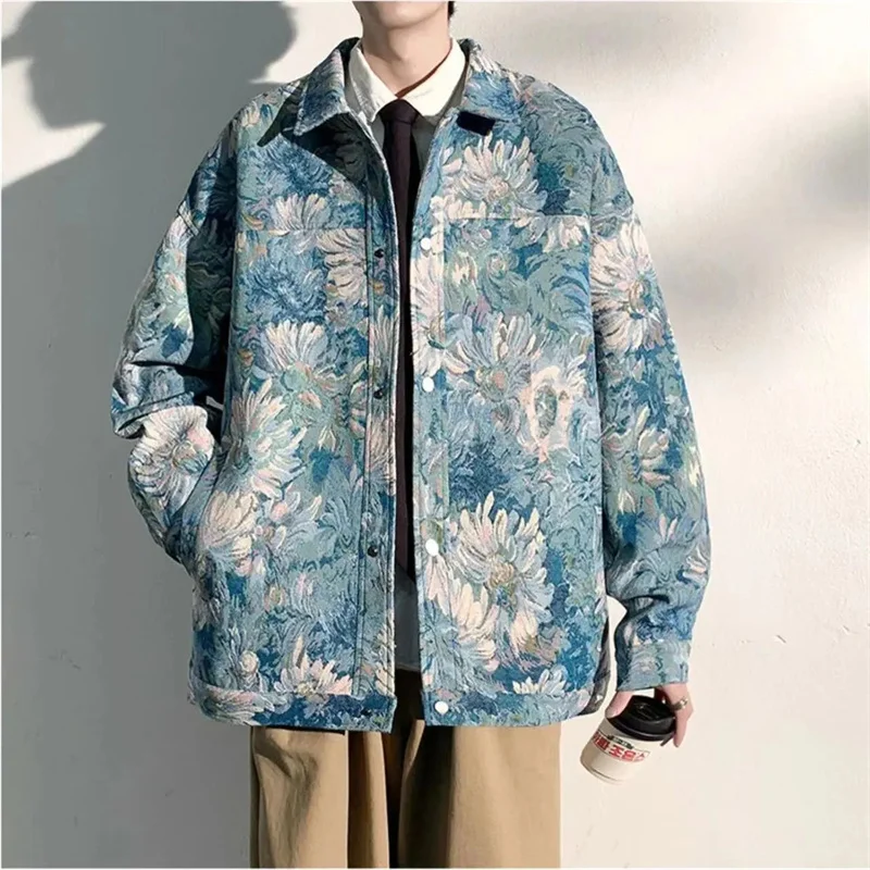 Men's Outerwear 2023 Spring Autumn New Print Jacket Outerwear Men's Spring Casual Trendy Brand Trendy Baseball Jacket Thin Style