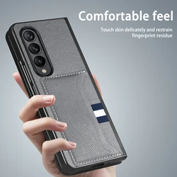 Premium Anti - Scratch Leather Folding Case with Card Holder for Galaxy Z Fold4 (GRAY)