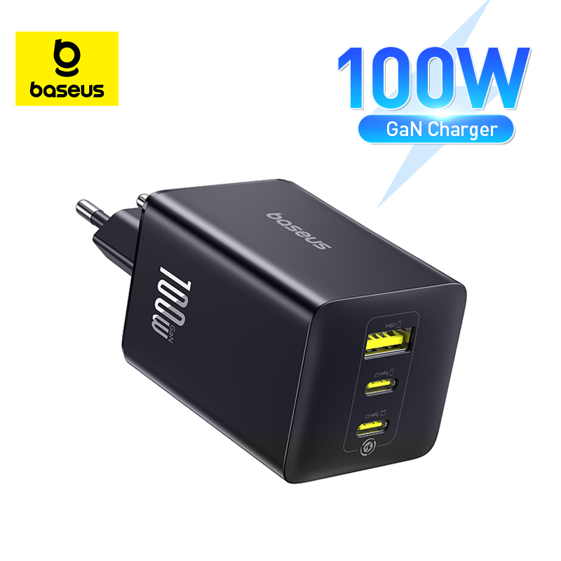 Baseus 100W GaN Charger Fast Charger For Xiaomi Samsung iPhone Laptop Tablet Type C Charger QC PD Charger With USB Phone Charger