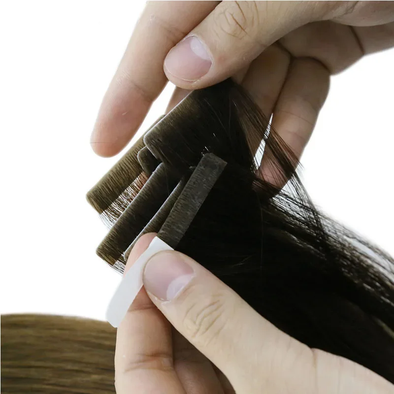 Невидимая натуральная прямая лента для наращивания волос, искусственная кожа, уток, бразильские натуральные человеческие волосы 14-28 дюймов для женщин, 100 г