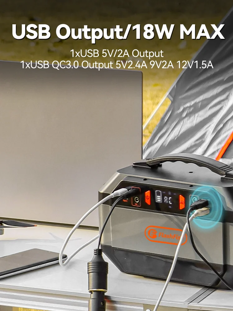 FF Flashfish Solar Generator 288.6Wh Portable Power Station 78000mAh/3.7V Battery AC 230V 330W for Outdoor Camping Power Supply 4
