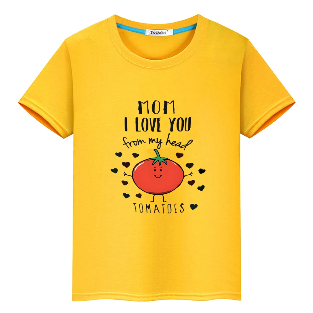 

I LOVE YOU FROM MY HEAD TOMATOES T-shirt Kawaii Cartoon Boys/Girls Children Tee-shirt 100% Cotton Summer Short Sleeve Tshirt